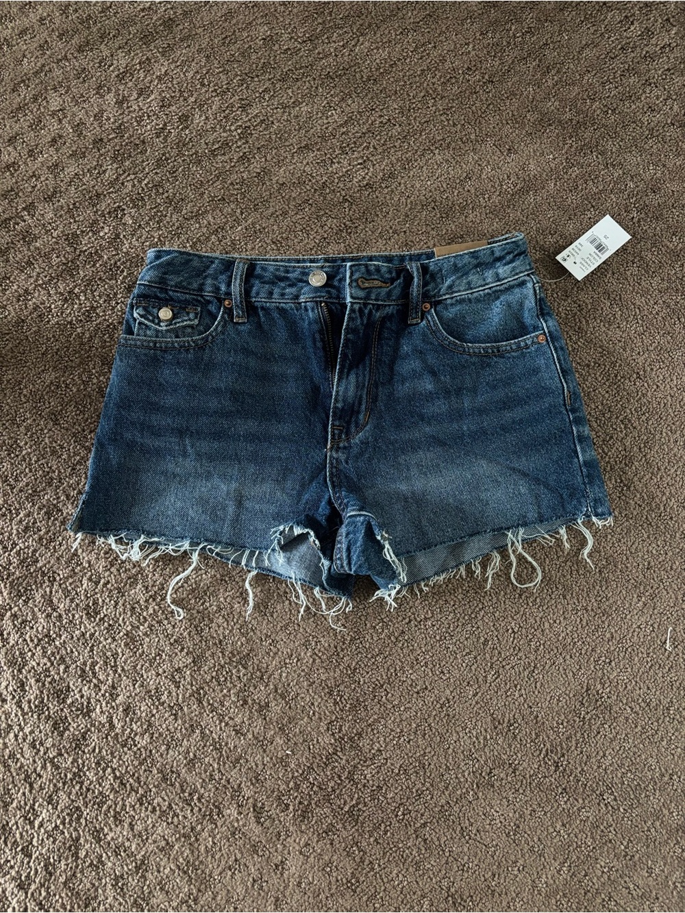 PacSun Dark Blue Frayed Hem Denim Shorts